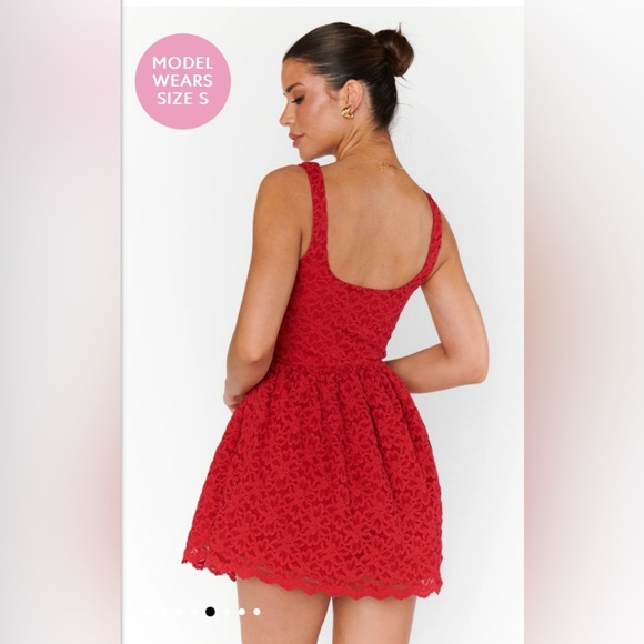 Ricci Skort Dress in Red Lace - Picture 2 of 6